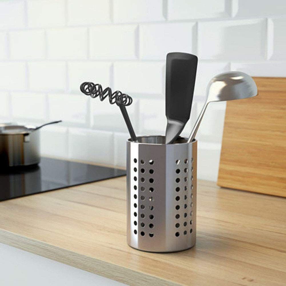 Cooking utensil rack, kitchen utensil drying cylinder with drainage hole view 2