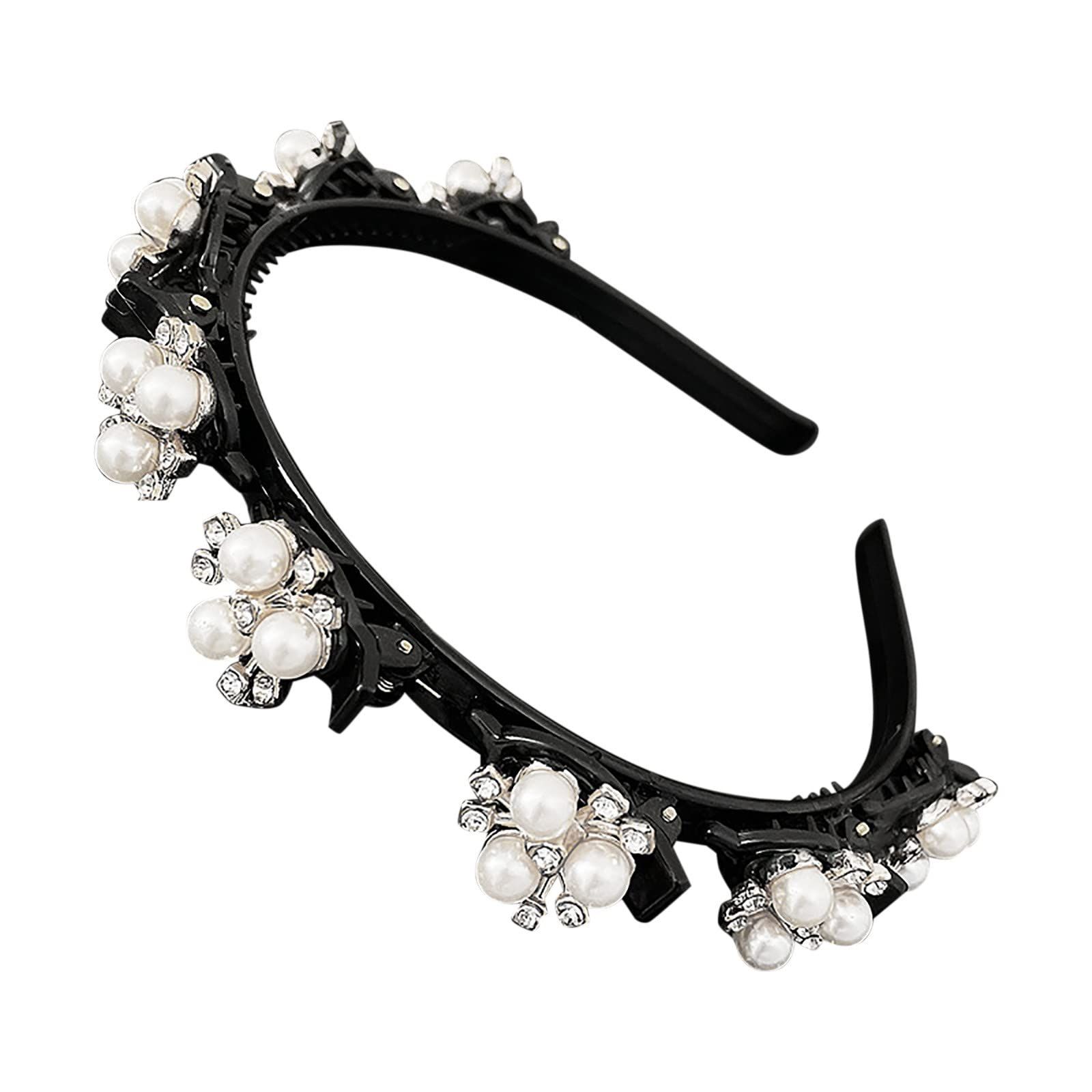 Fashion Pearl Hair Band Weave Bangs Hairstyle Clips Braided Headbands Hairpin