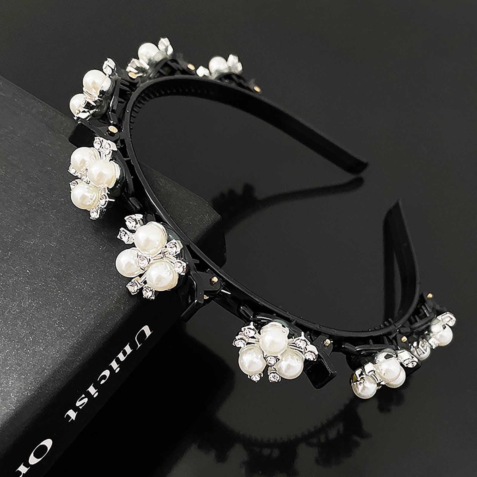 Fashion Pearl Hair Band Weave Bangs Hairstyle Clips Braided Headbands Hairpin view 3