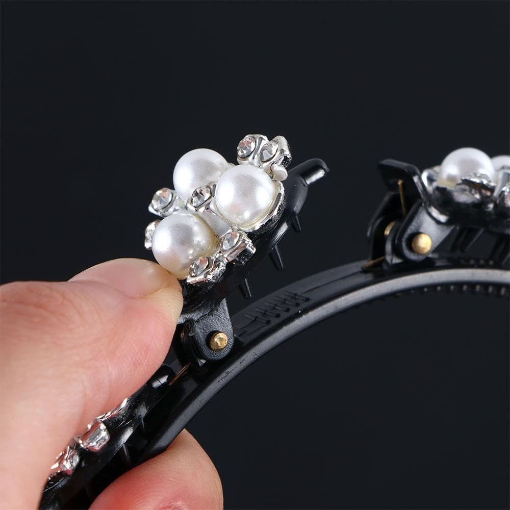 Fashion Pearl Hair Band Weave Bangs Hairstyle Clips Braided Headbands Hairpin view 4