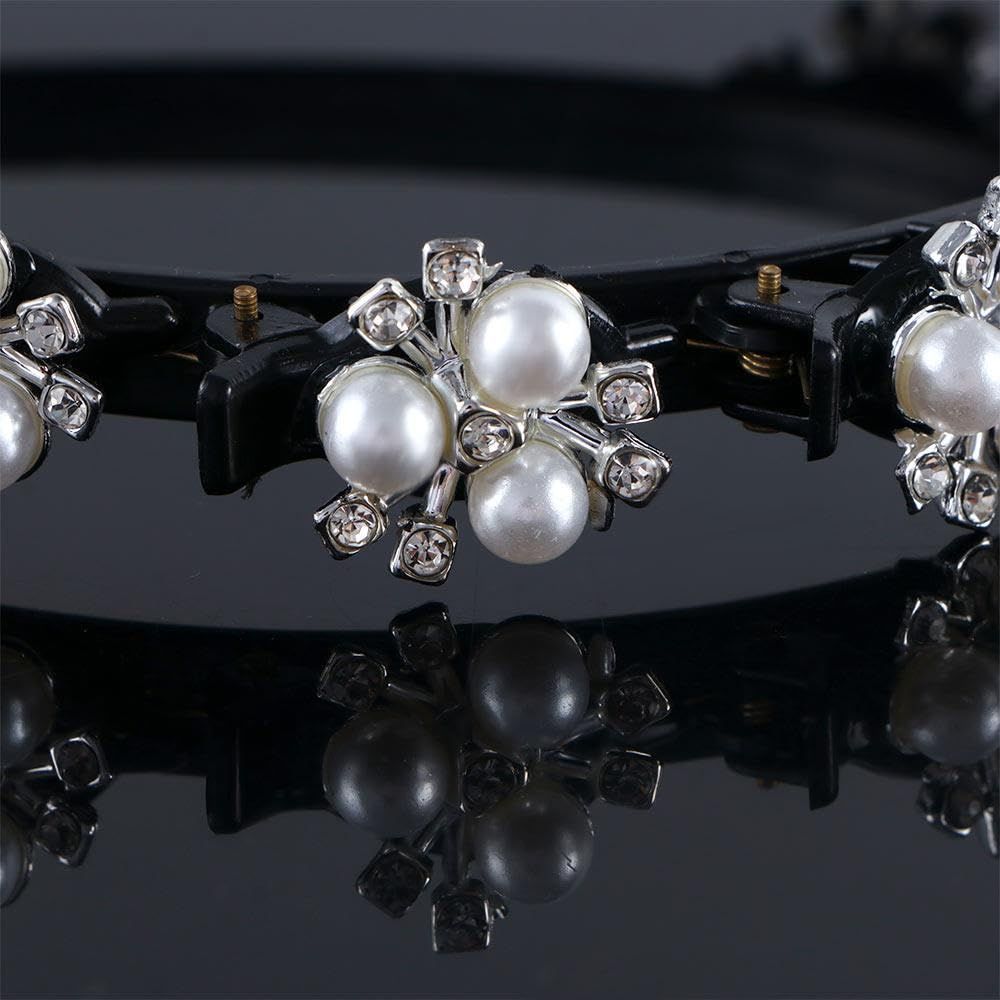 Fashion Pearl Hair Band Weave Bangs Hairstyle Clips Braided Headbands Hairpin view 5