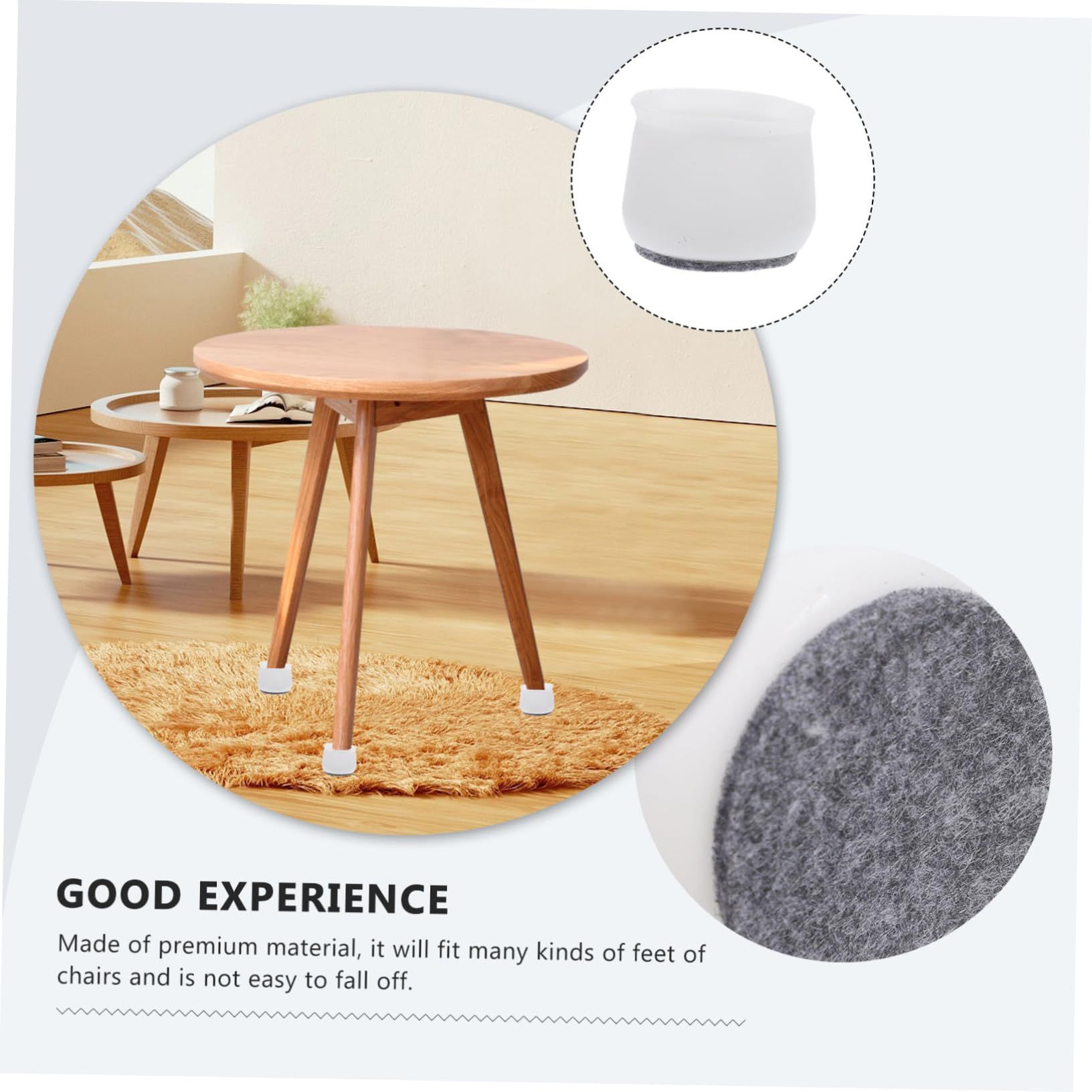4pcs Chair Leg Floor Protectors Silicone Felt Furniture Pads Non Slip Covers view 4