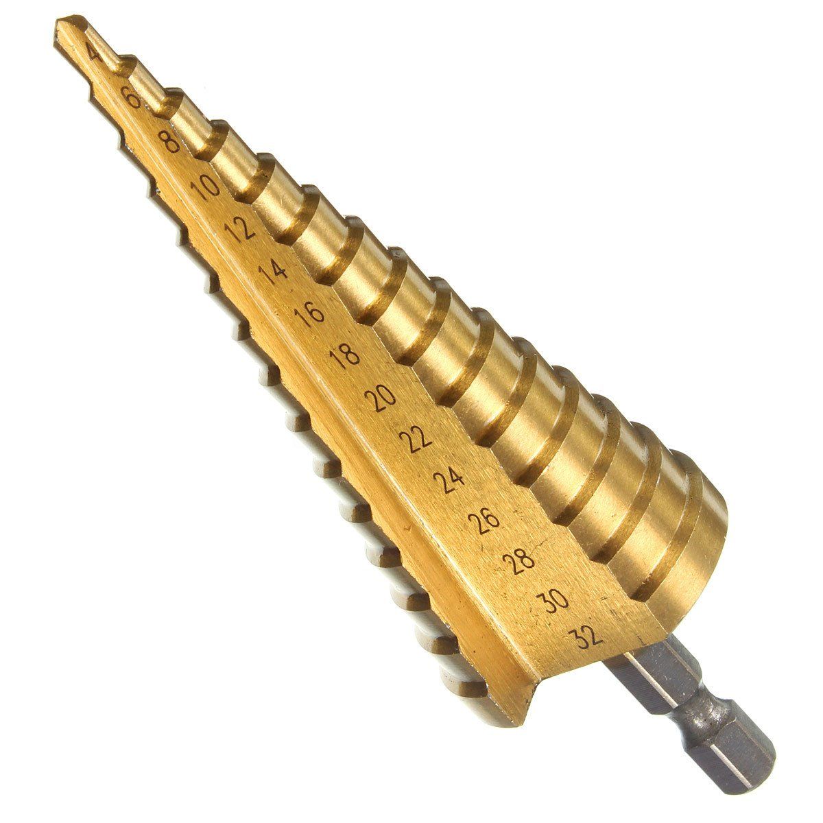 3pcs 3-12/4-12/4-20 mm Step Drill Bits High Speed Steel Cone Titanium Coated view 3