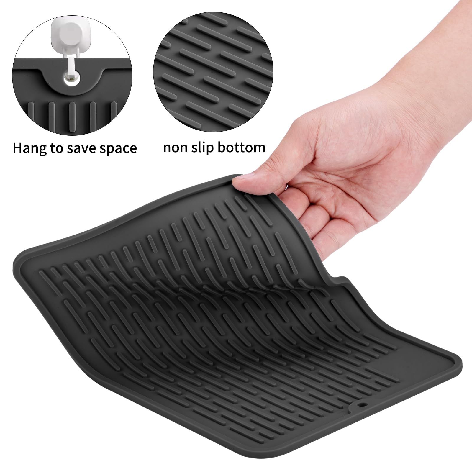 Eco-friendly Silicone Dish Drying Mat Large Reusable Non-slipping and Heat view 3