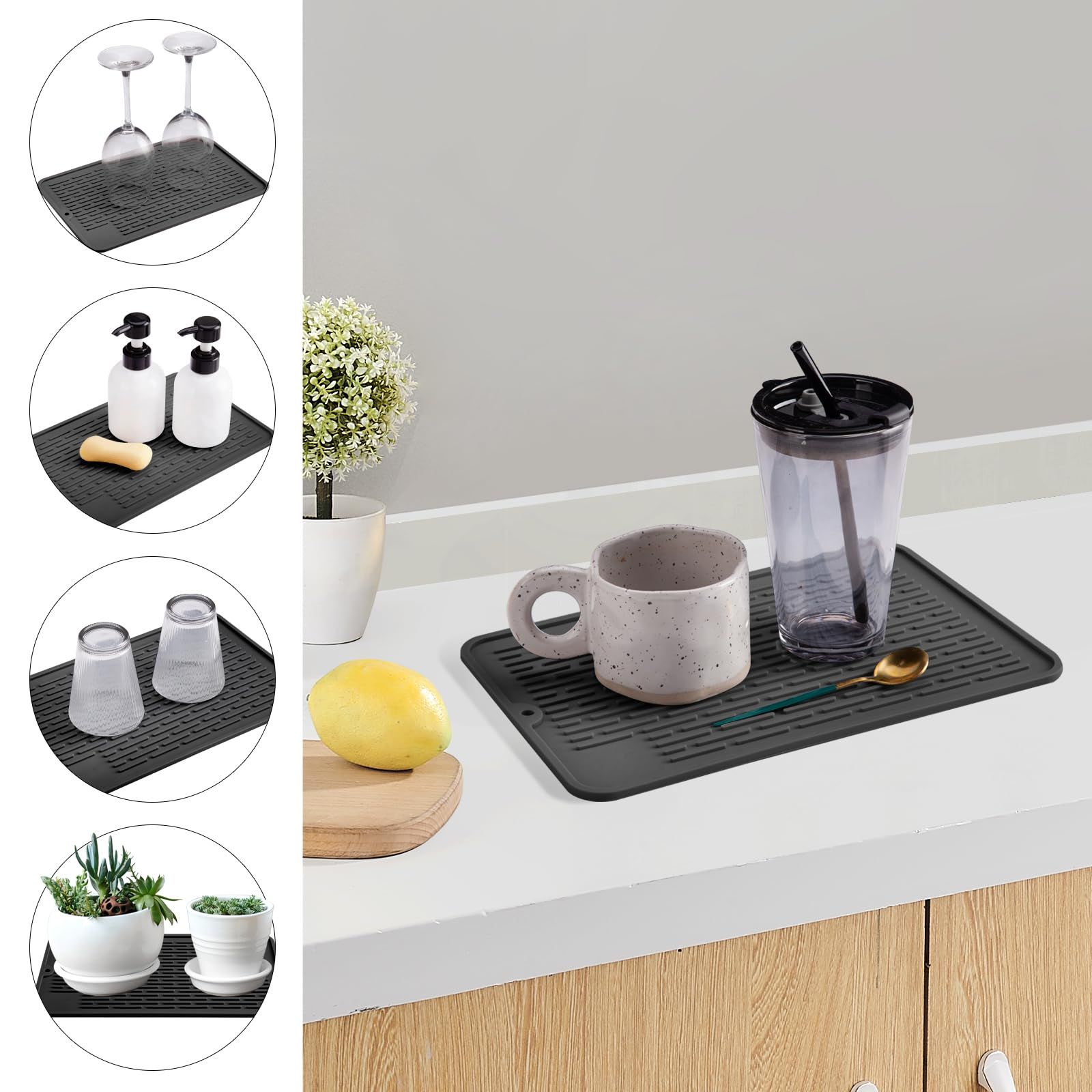 Eco-friendly Silicone Dish Drying Mat Large Reusable Non-slipping and Heat view 5