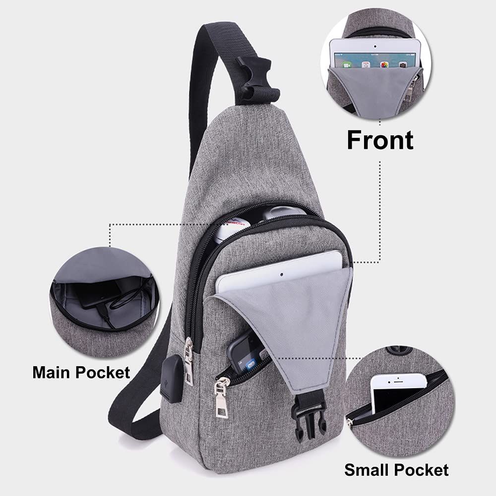 Canvas Sling Bag Multipurpose Backpack Crossbody Shoulder Bag Travel Hiking view 3