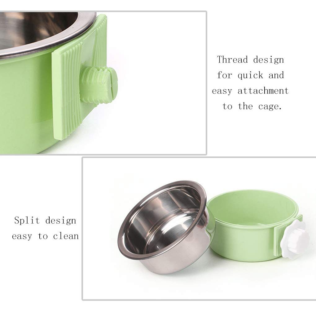 2 PCS Pet Hanging Bowl 2-in-1 Removable Stainless Steel Food Hanging Bowl for view 2