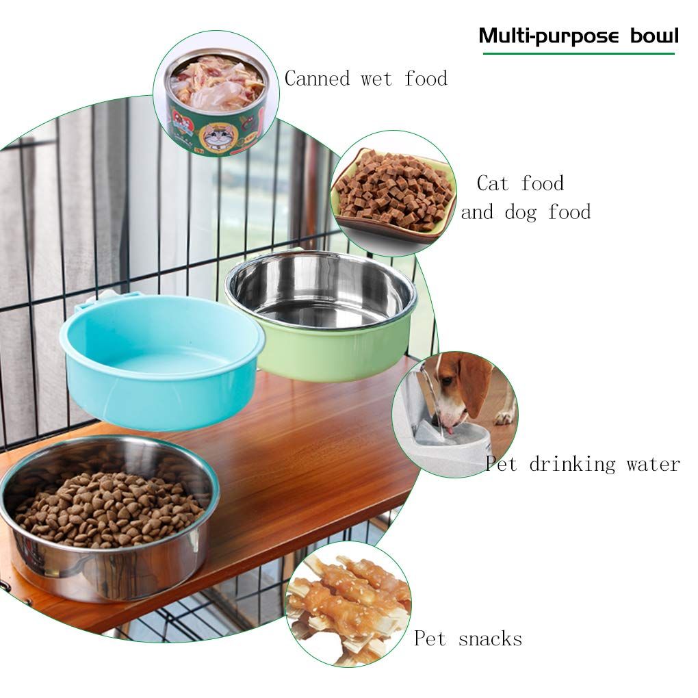 2 PCS Pet Hanging Bowl 2-in-1 Removable Stainless Steel Food Hanging Bowl for view 5