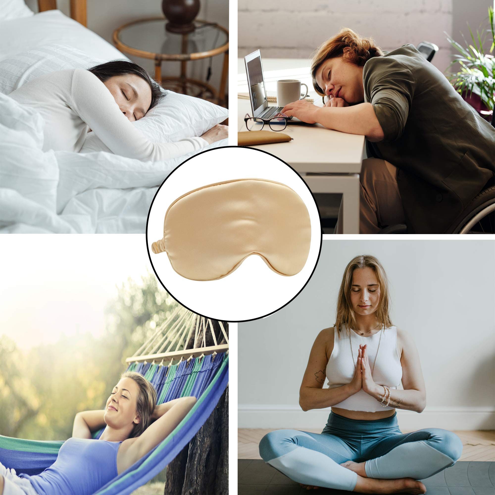 Silk Satin Sleep Mask with Elastic Strap Travel Eye Sleeping Blindfold for view 5