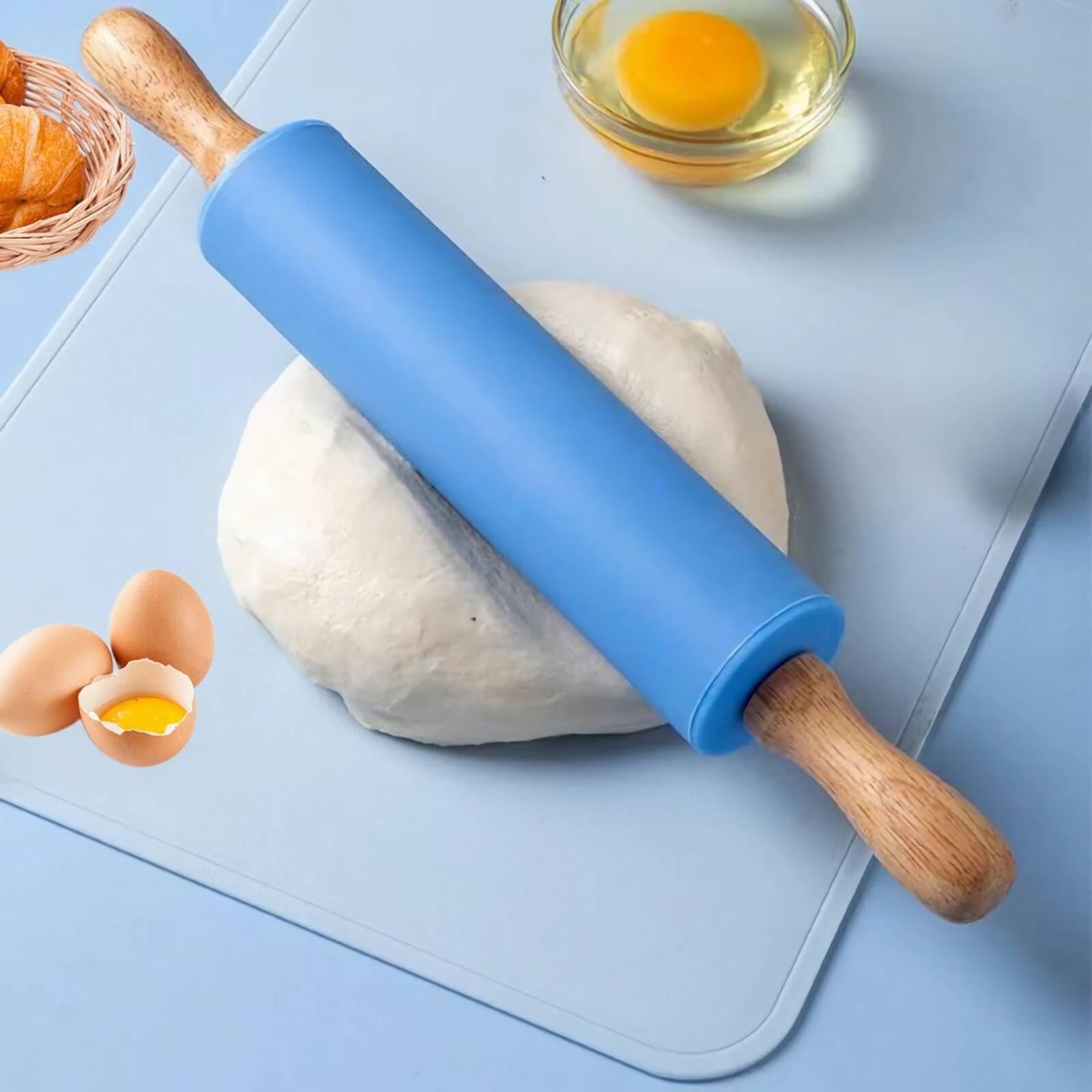 Rolling Pin For Baking,Non Stick Surface Silicone Rolling Pins With Wooden view 2