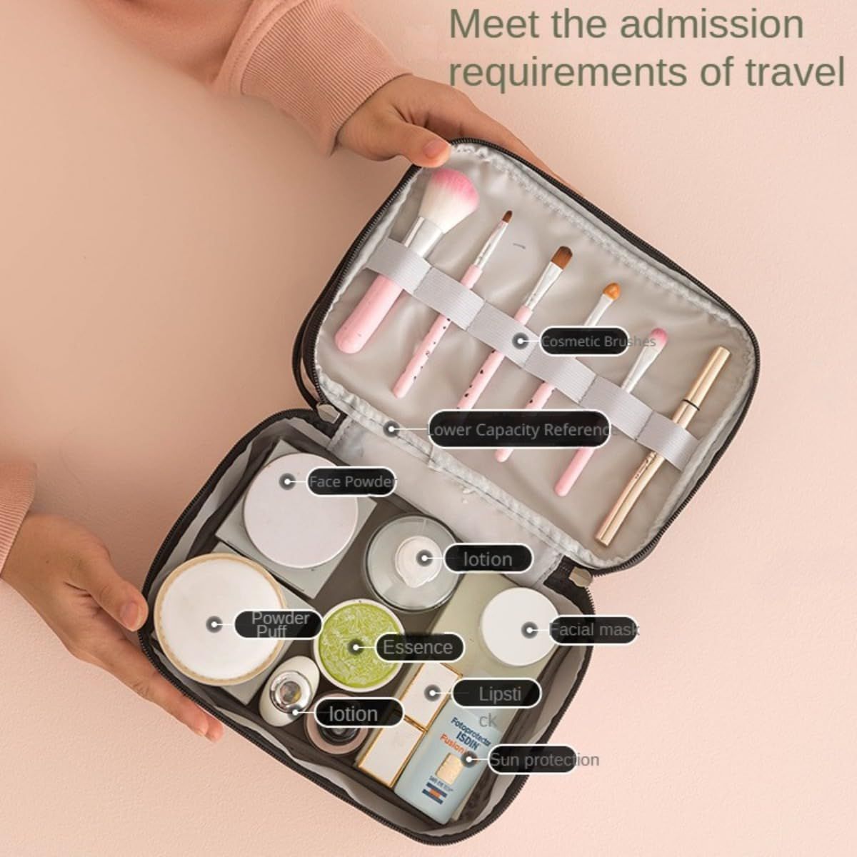 Clear Makeup Bag Large Double Layer Clear Makeup Pouch Waterproof with Handle view 2
