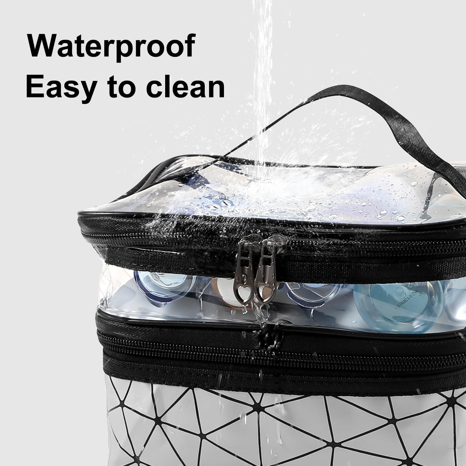 Clear Makeup Bag Large Double Layer Clear Makeup Pouch Waterproof with Handle view 4
