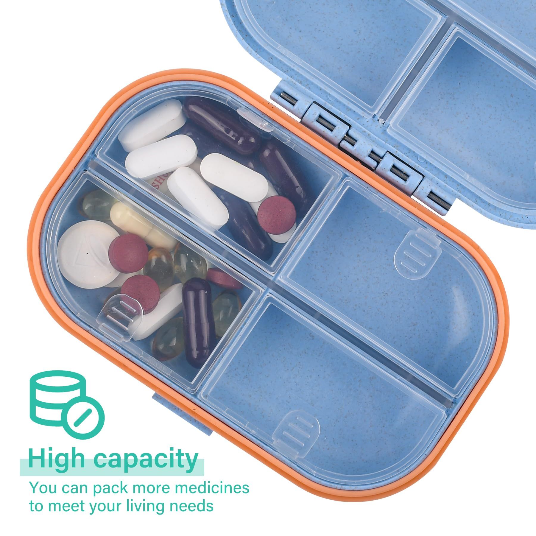 Travel Pill Organizer Small 7 Grid Compartments Pill Holder Box view 4