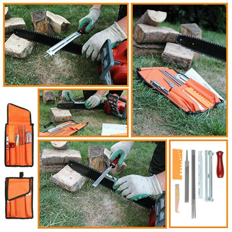 10 Pcs Chainsaw File, Chainsaw Sharpener Kit, Round Chainsaw Sharpening, Flat view 2