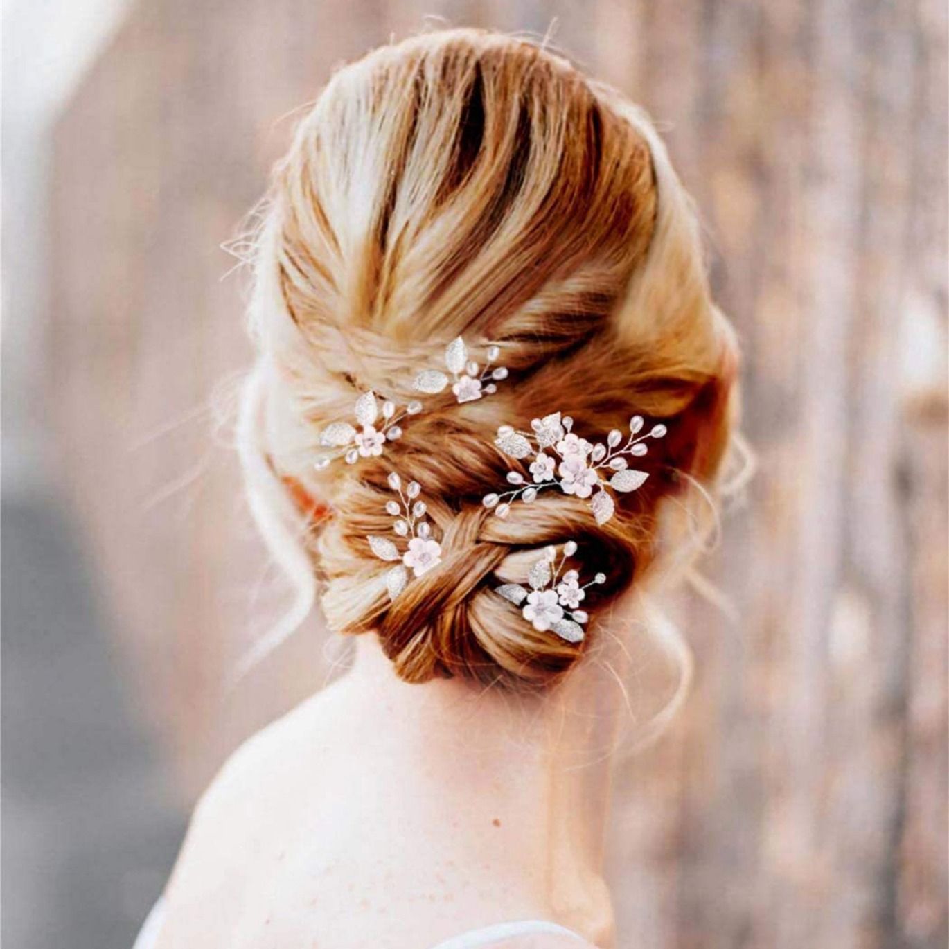 Flower Bride Wedding Hair Pins Silver Bridal Hair Pieces Pearl Hair view 3