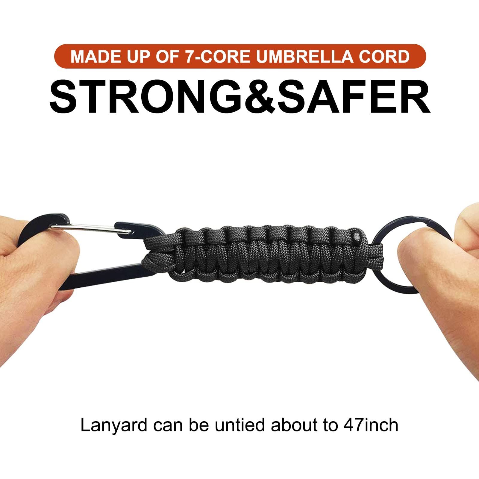 Paracord Keychain with Carabiner Clip Braided Lanyard Ring Hook Keychain for view 3