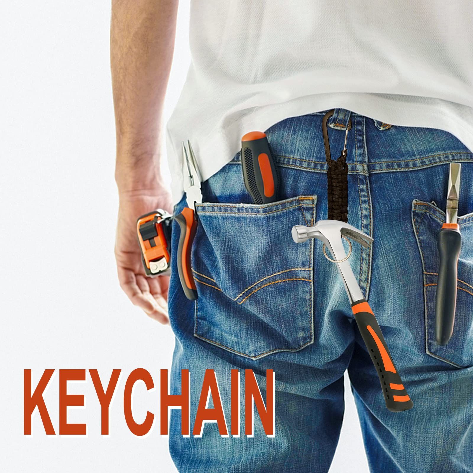 Paracord Keychain with Carabiner Clip Braided Lanyard Ring Hook Keychain for view 5