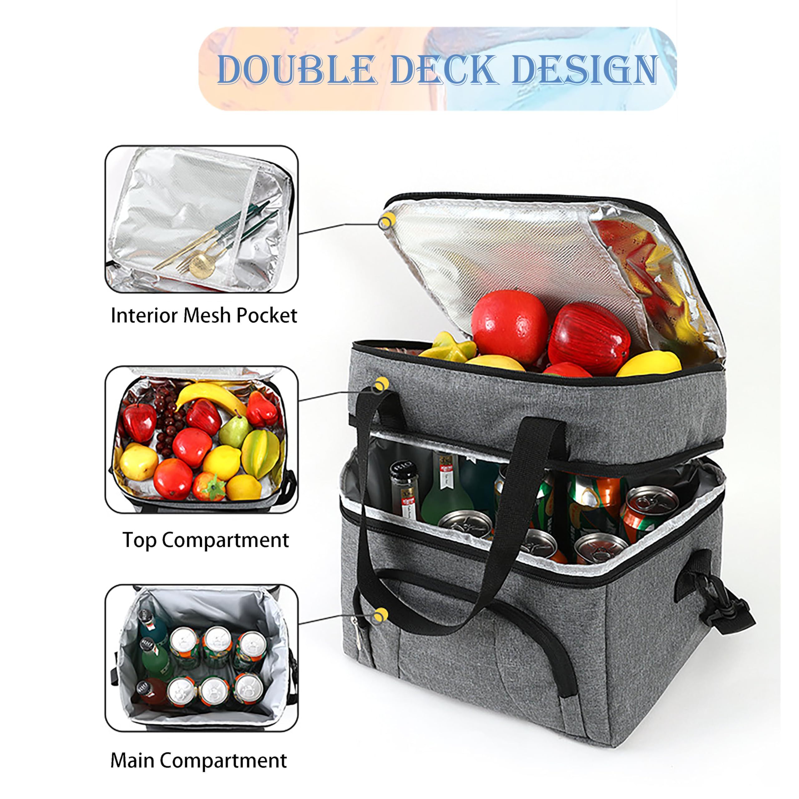 Insulated Lunch Bag for Women/Men - Reusable Lunch Box for Office Picnic view 2
