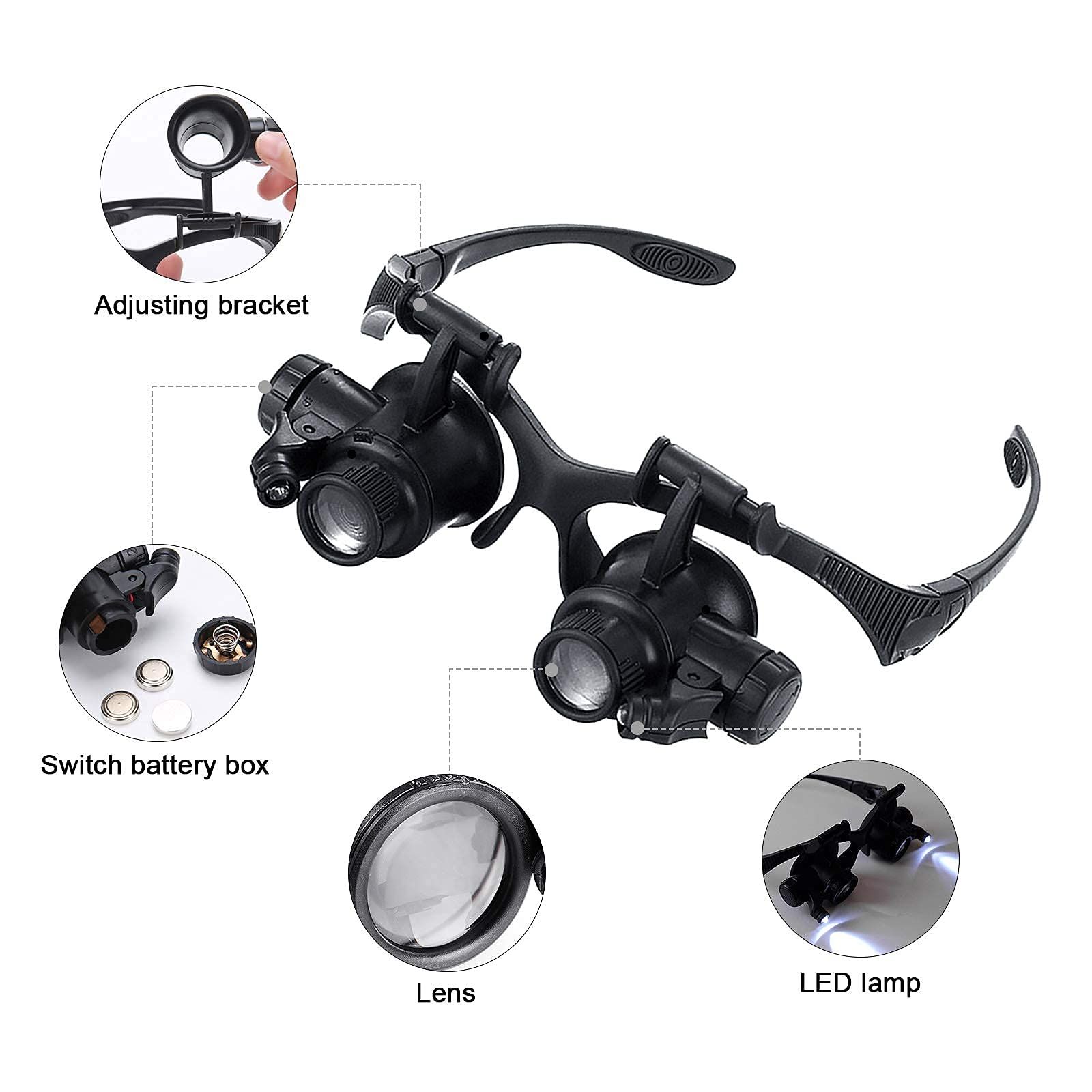 Head Mount Magnifying Glass with LED Light view 2