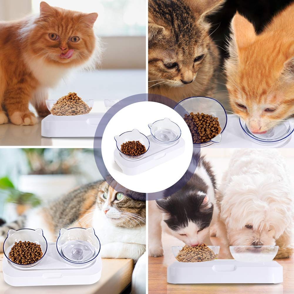 Raised Cat Food Bowls, 15° Tilted, Slow Feeder for Cats & Small Dogs, Quality view 2