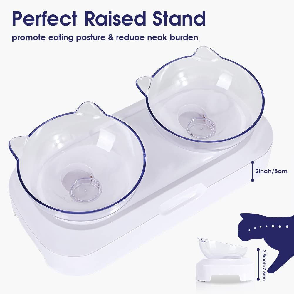 Raised Cat Food Bowls, 15° Tilted, Slow Feeder for Cats & Small Dogs, Quality view 3