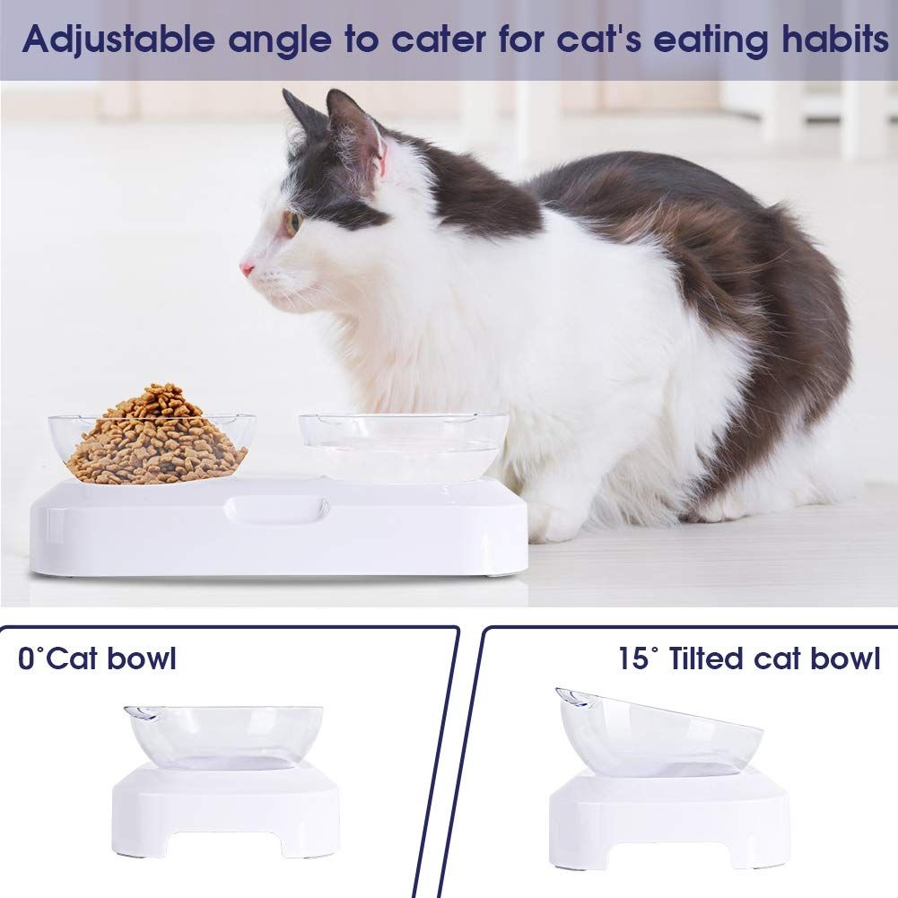 Raised Cat Food Bowls, 15° Tilted, Slow Feeder for Cats & Small Dogs, Quality view 4