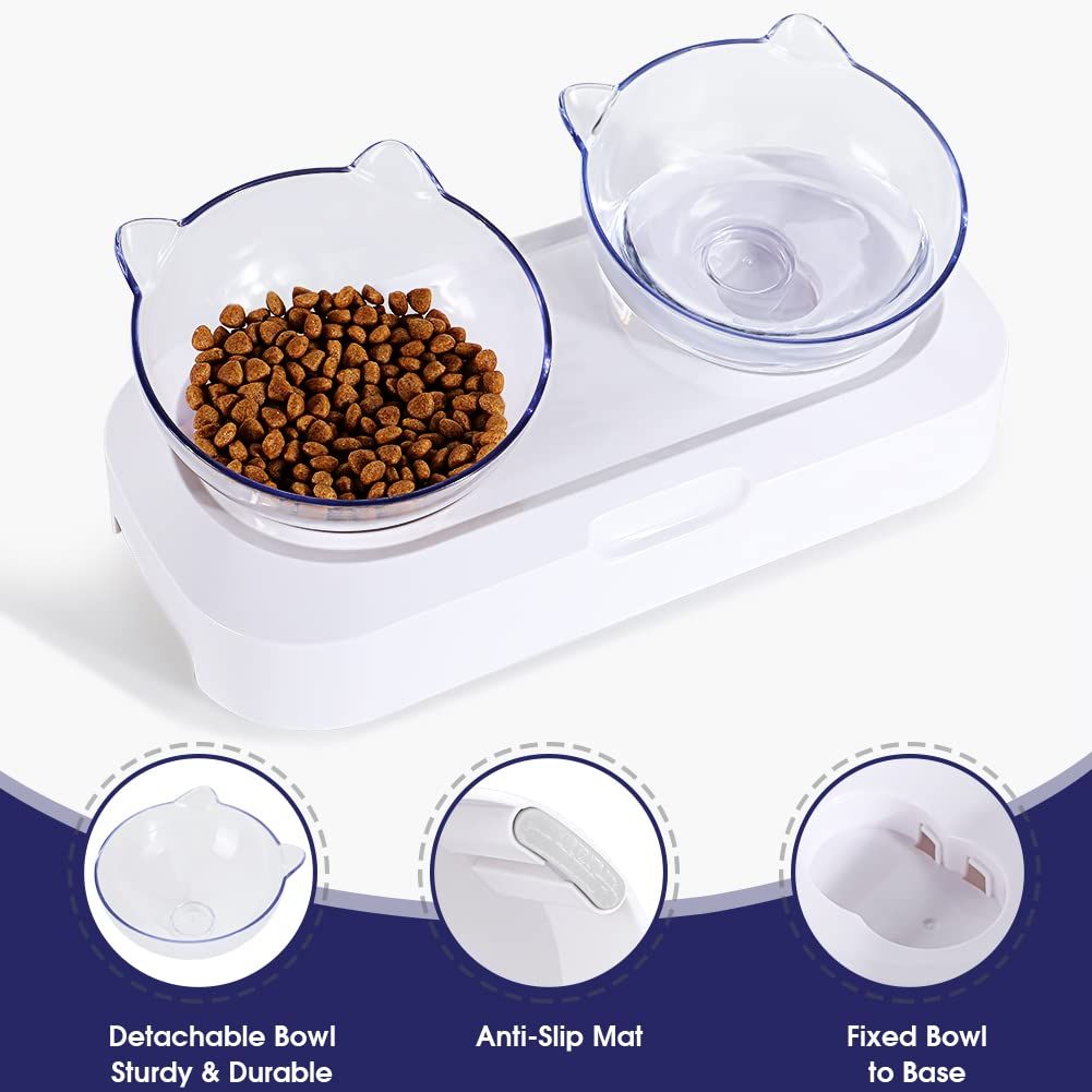 Raised Cat Food Bowls, 15° Tilted, Slow Feeder for Cats & Small Dogs, Quality view 5