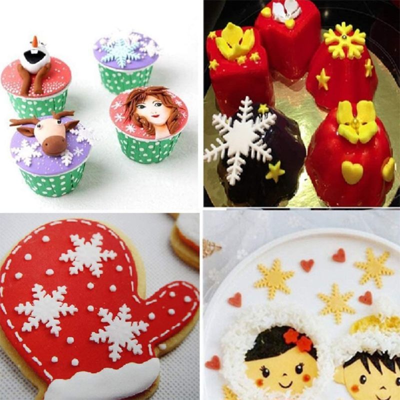 Set 3pcs Embossing Tool Snowflake Cutters for Cake Decorating Mini Plunger view 3