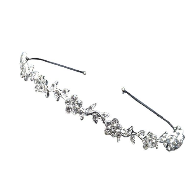 Headband Stylish Rhinestones Princess Crown Flower Leaf Headband Wedding for