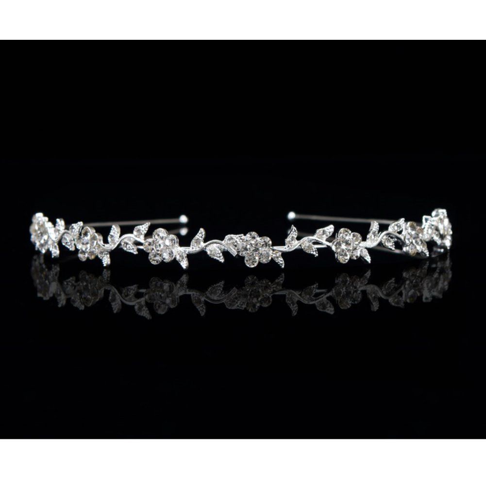 Headband Stylish Rhinestones Princess Crown Flower Leaf Headband Wedding for view 4
