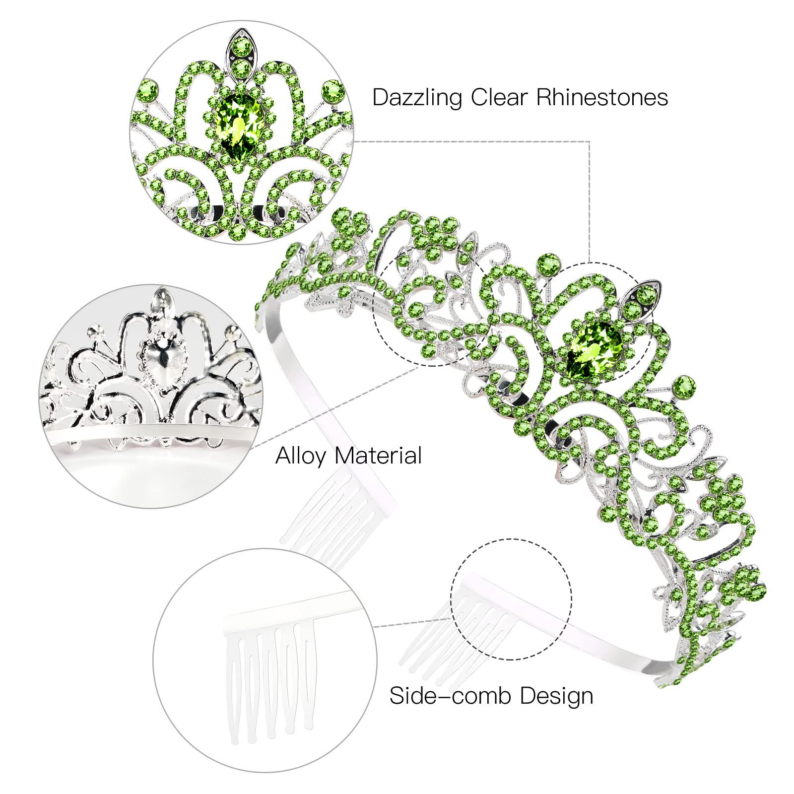 Crystal Crowns and Tiaras with Comb Headband for Girl or Women Birthday Party view 2