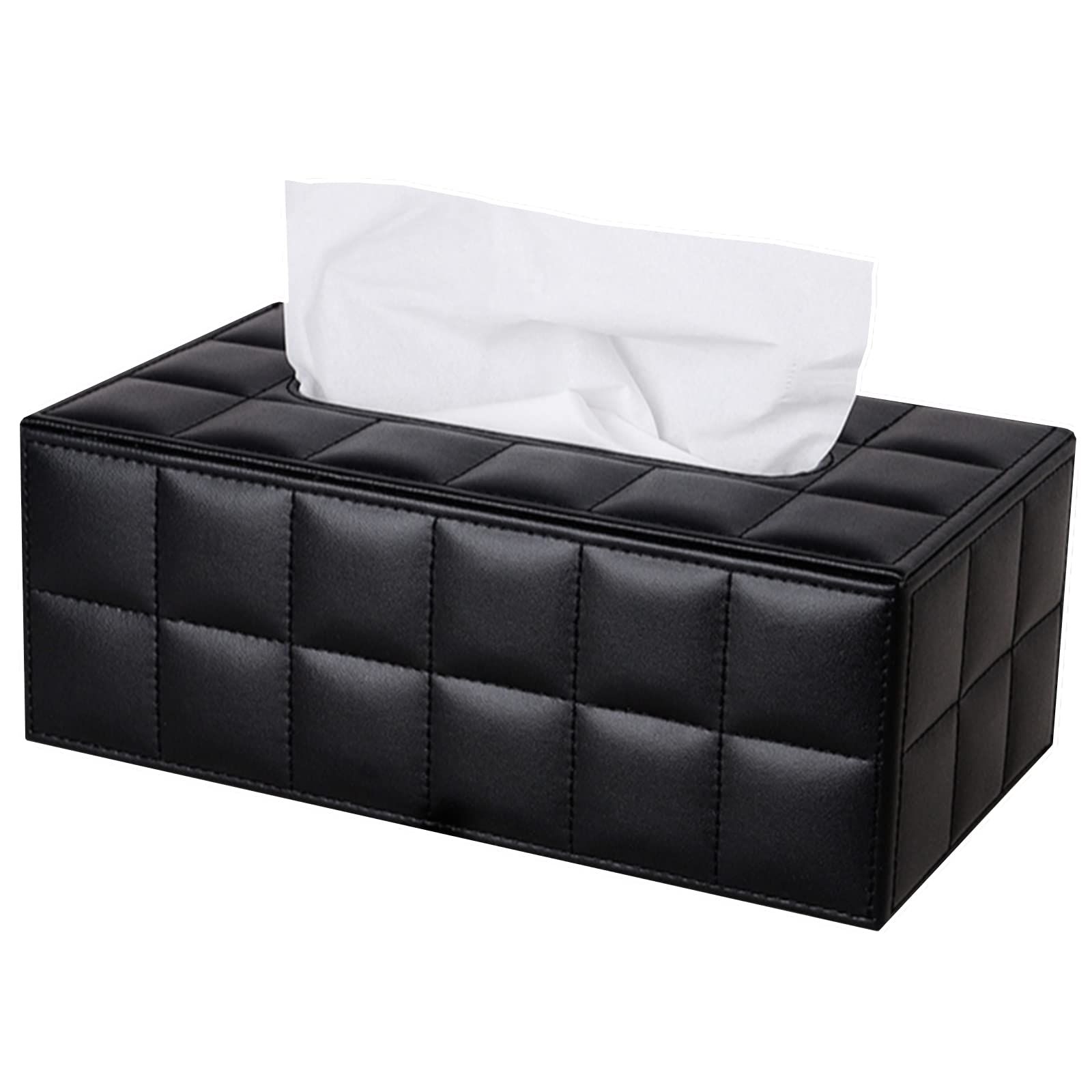 High-end Fashion PU Leather Tissue Box Holder Business Black