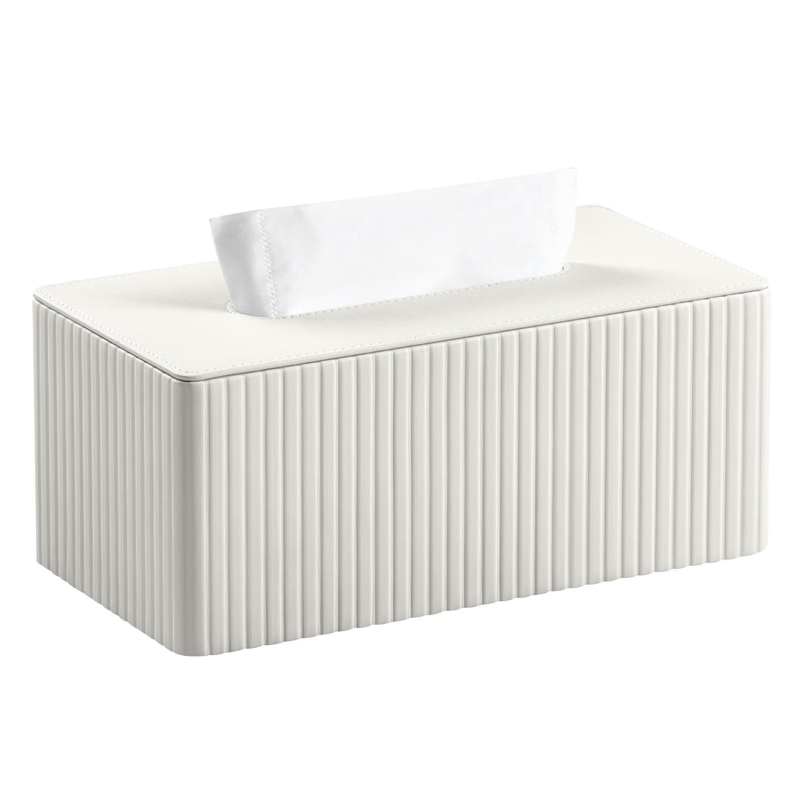 Tissue Box Cover Stylish PU Leather Rectangular Tissue Box Holder with