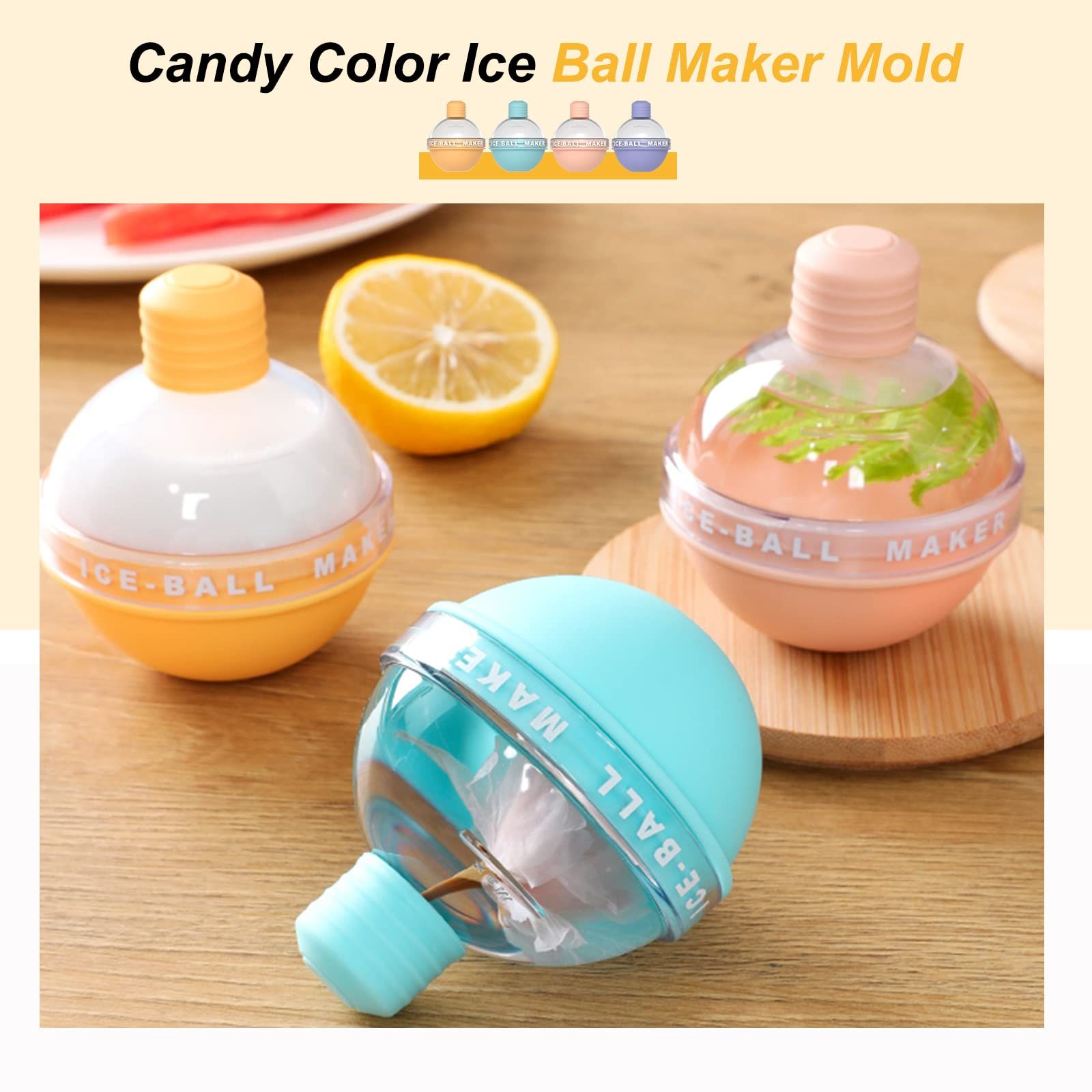 4 Pack Ice Ball Maker, Whiskey Ice Mold, Silicone Ice Cube Tray, 2.5 Inches view 3