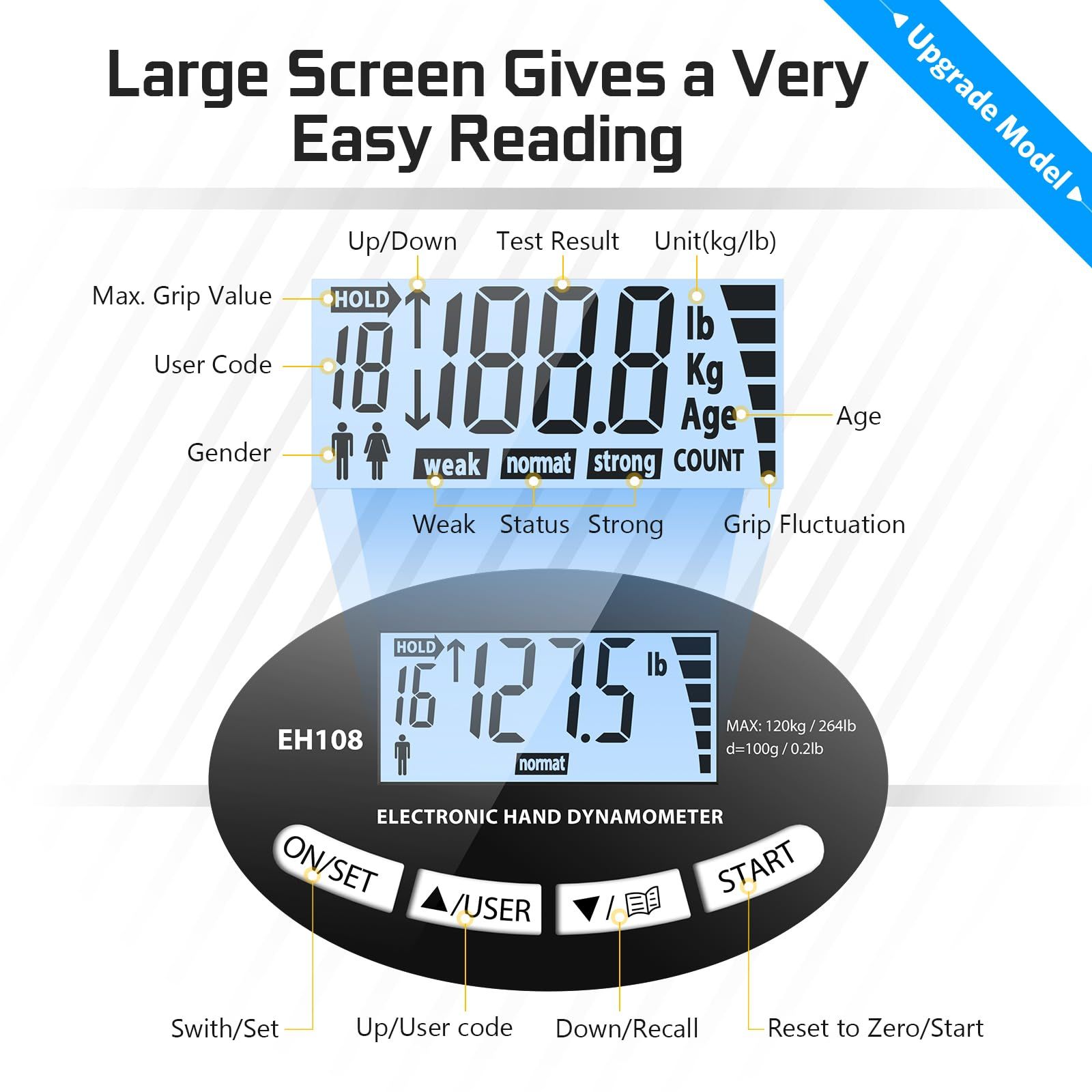 Hand Dynamometer Grip Strength Trainer - Electronic Hand Grip Strength Tester view 3