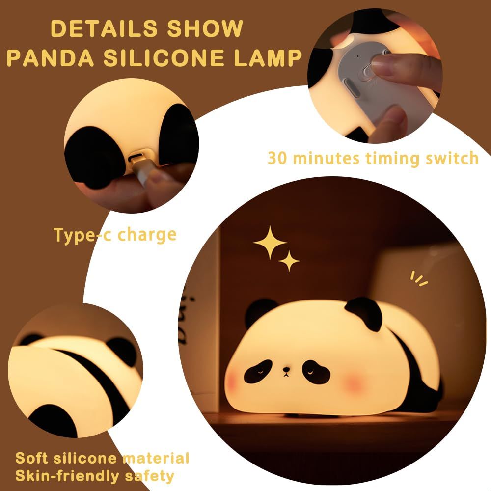 Cute Panda Night Light, Silicone Animal Light, Squishy Dimmable view 4
