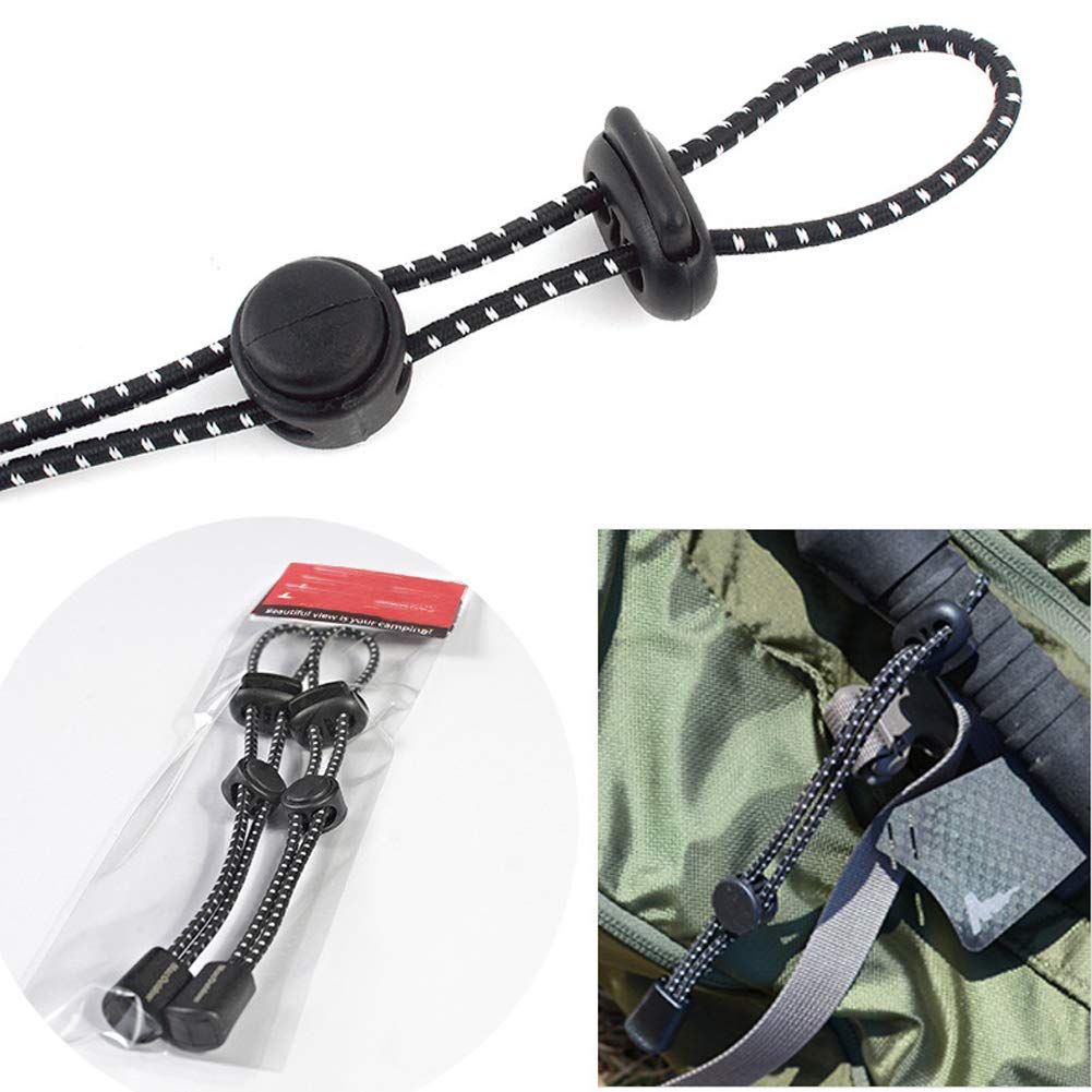 2Pcs Black Backpack Hiking Pole Ropes Adjustable Elastic Rope Lanyard Fixing view 3