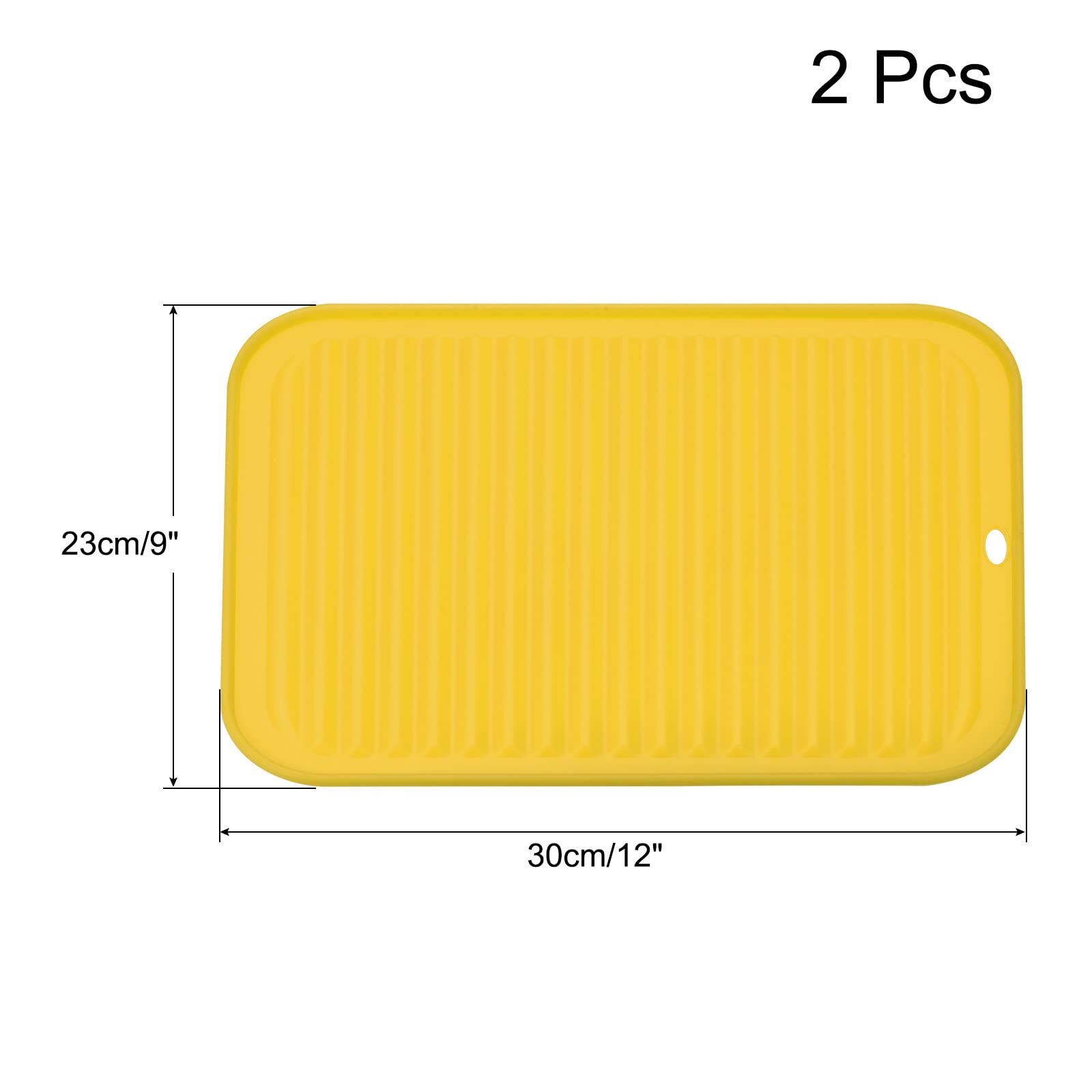 Dish Drying Mat Set, 2 Pcs 12" x 9" Silicone Sink Drain Pad Heat Resistant view 2