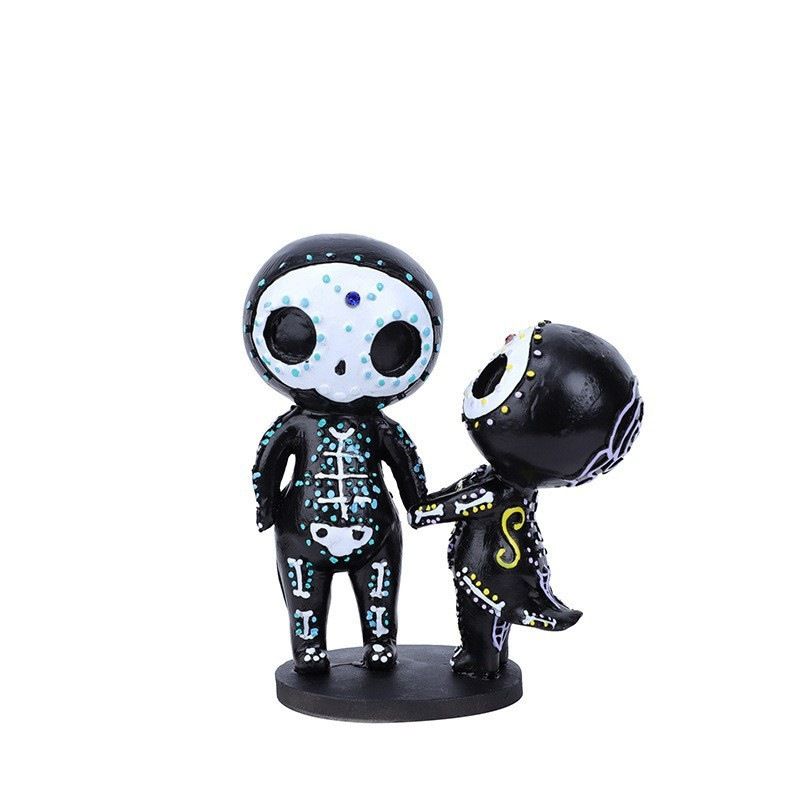 Sugar Skull Couple Figurine Statue Couples Cute Skeleton Mexican Halloween Day — image 1