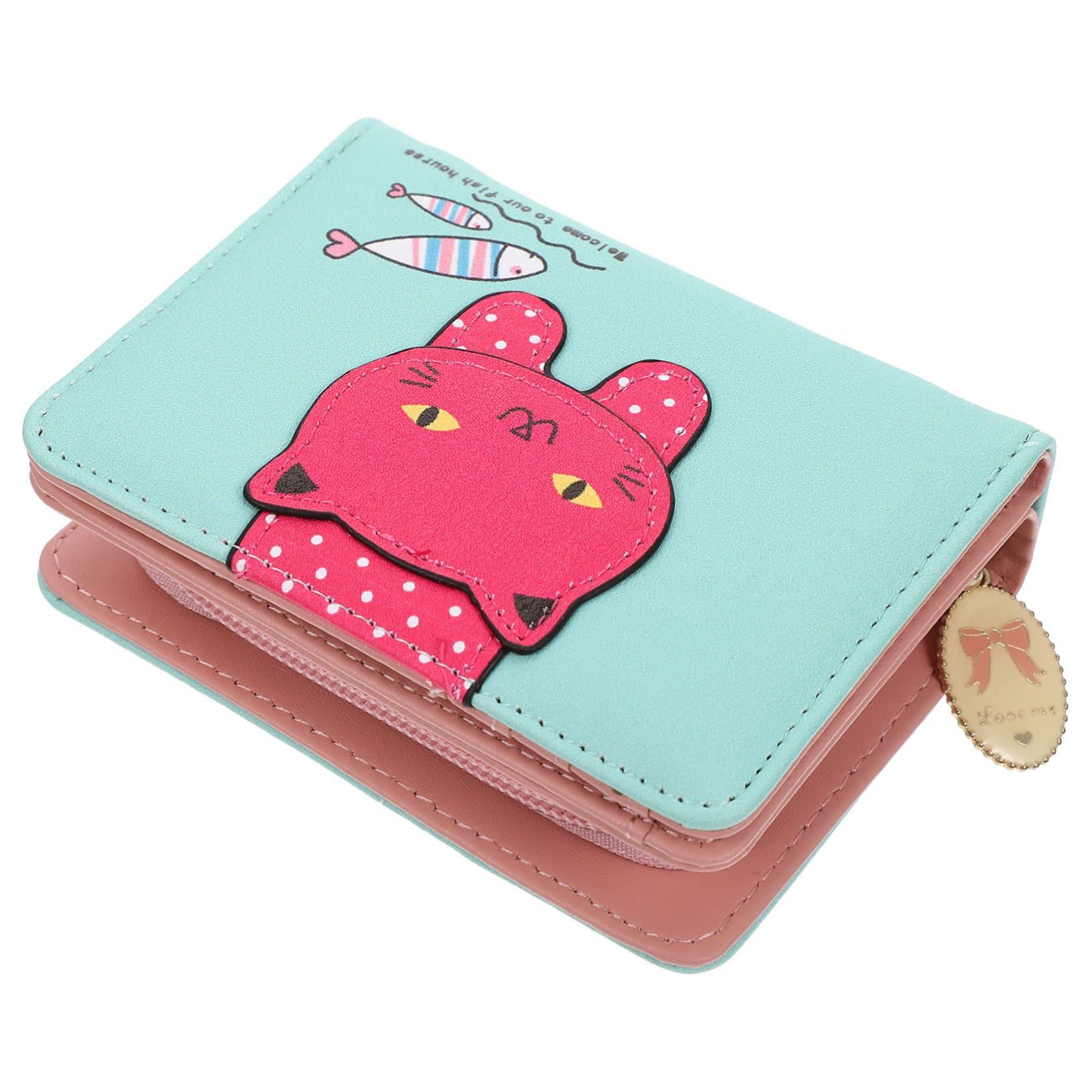 Girls,Faux Leather Wallet Cute Cat Wallet Cat Pattern Purse Coin Holder Card