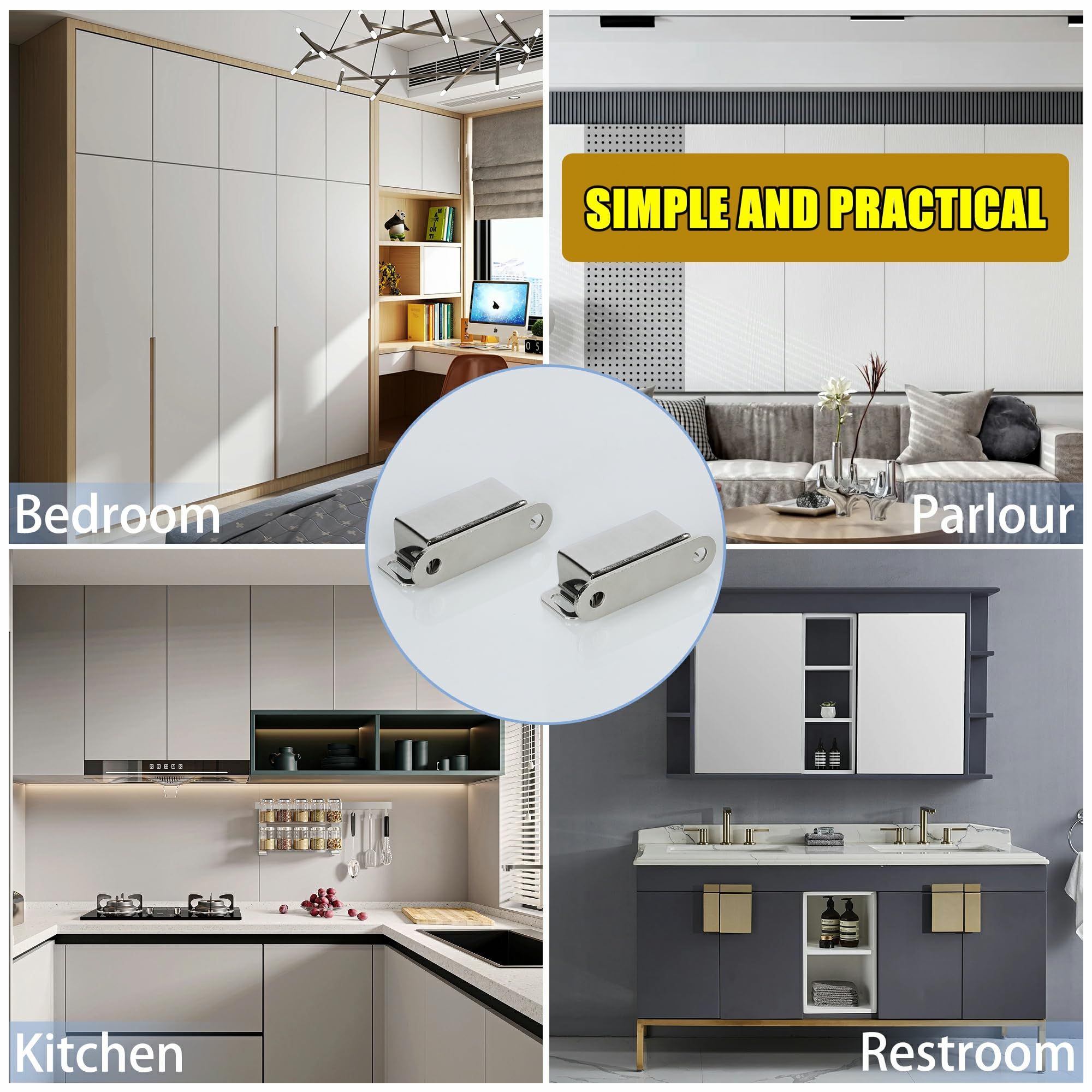 Cabinet Magnetic Catch,Door Catch with Strong Magnetic for Cabinet,Closet view 3