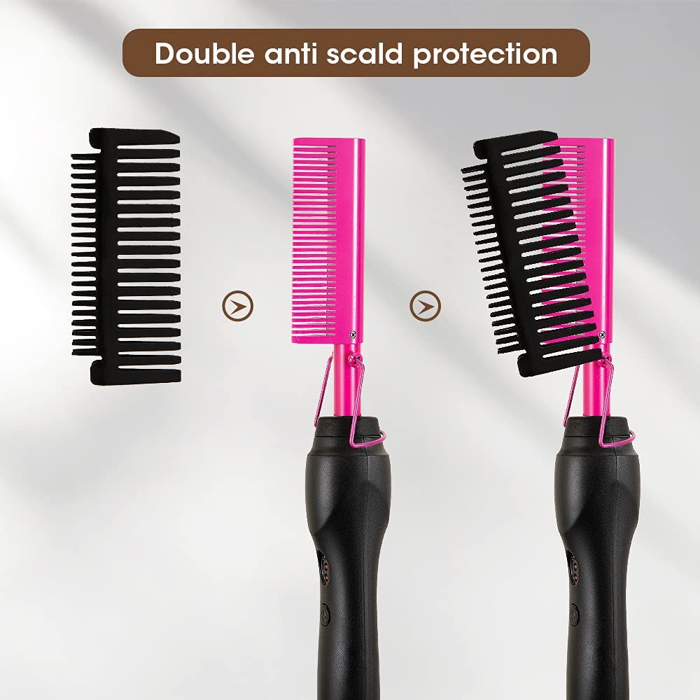 Pink Hot Comb Electric Hot Comb Heating Pressing Combs Hair Straightening Hot view 2