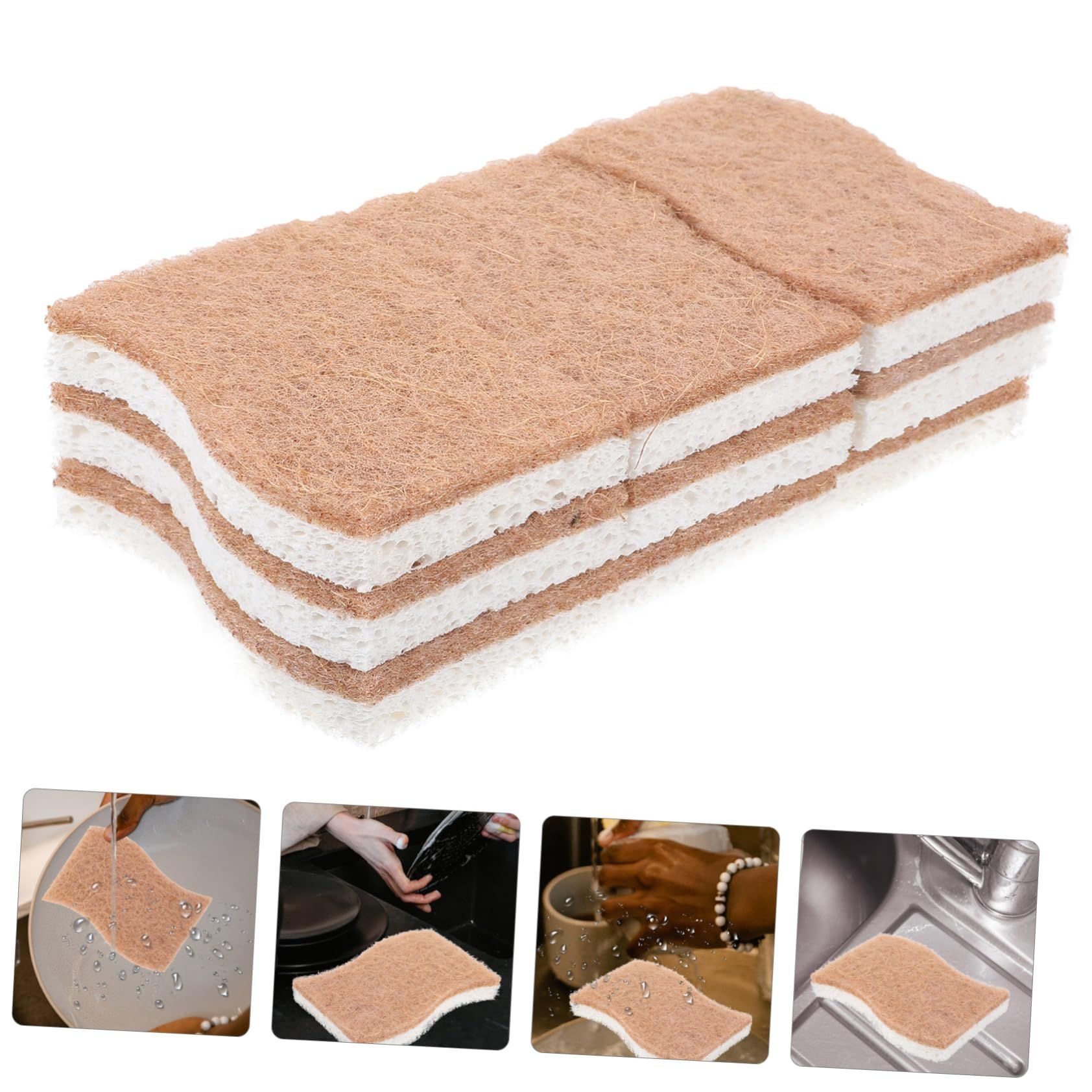 6pc Non-Scratch Scrub Sponge- Natural Sponges for Non-Stick Cookware view 2