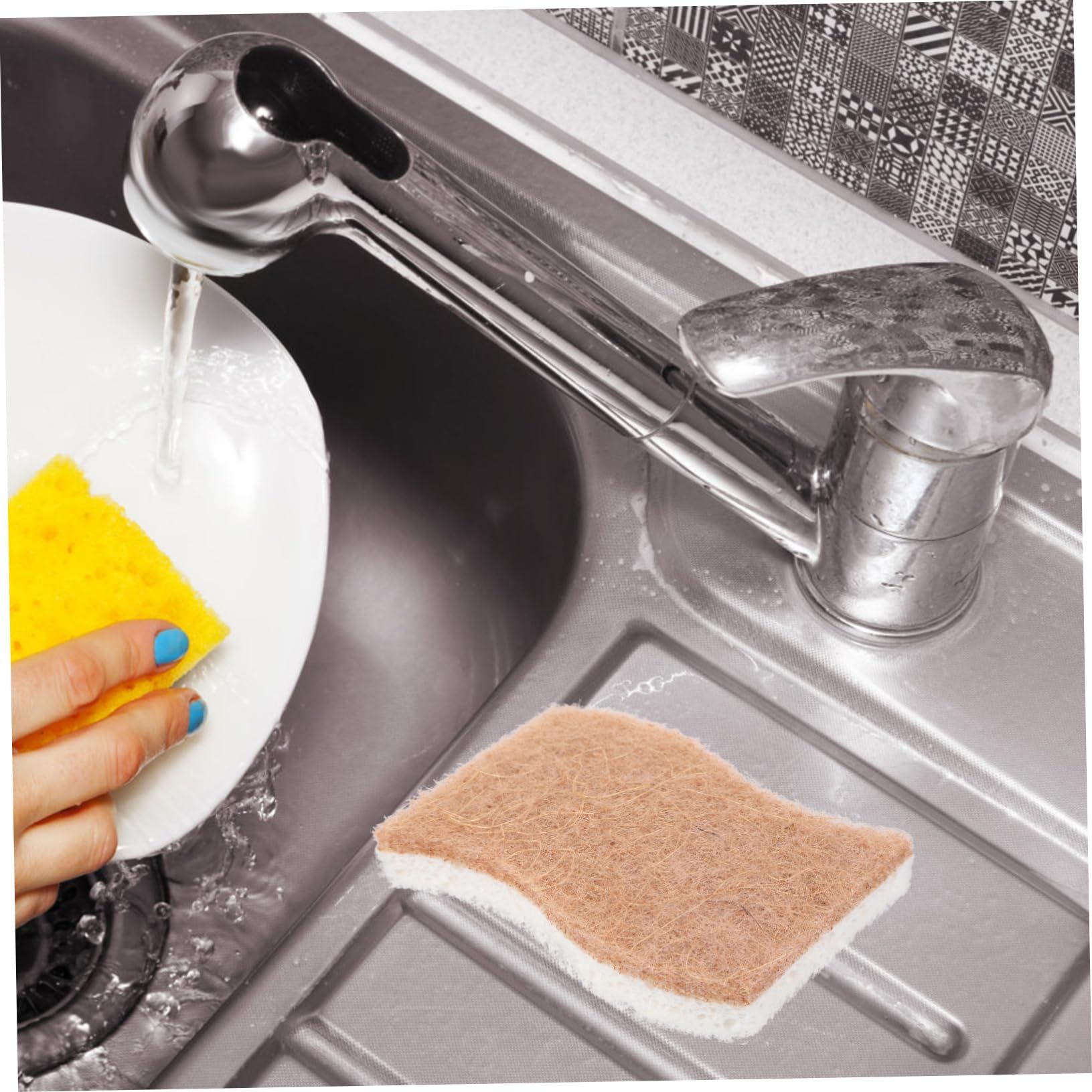 6pc Non-Scratch Scrub Sponge- Natural Sponges for Non-Stick Cookware view 3