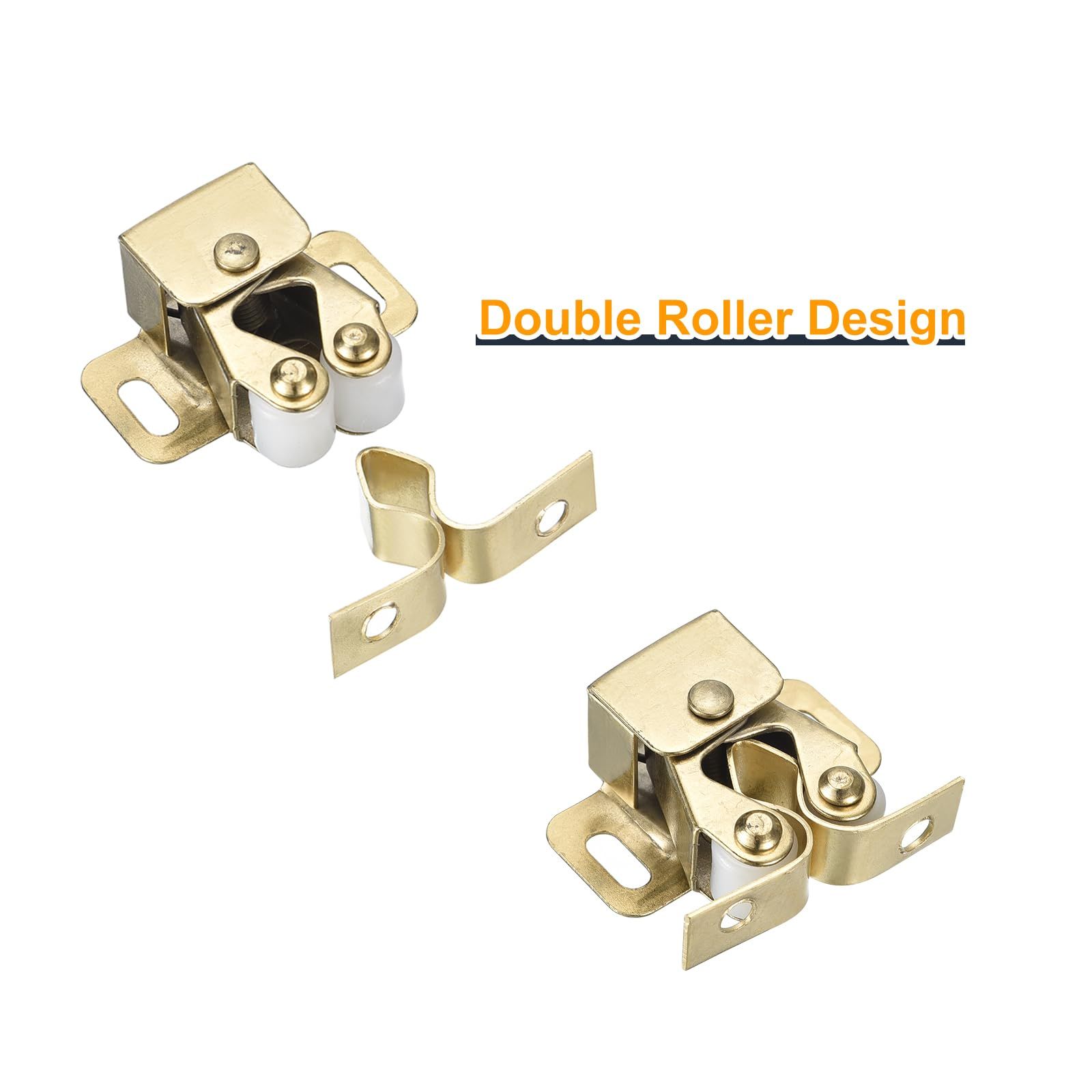 4 Set Double Roller Catch Cabinet Latch Hardware Fitting for Cabinet Cupboard view 3