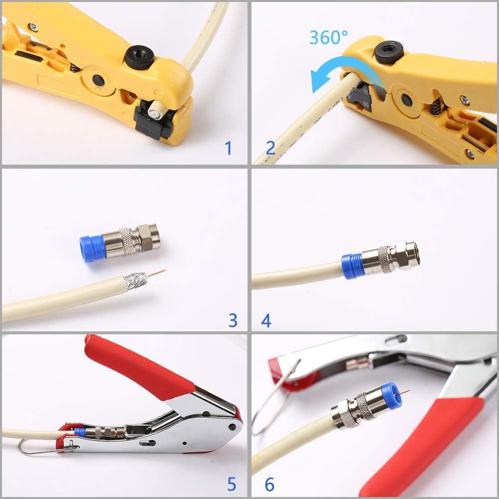 Coaxial Cable Crimper Coax Compression Tool Coaxial Cable Stripper for Cable view 9