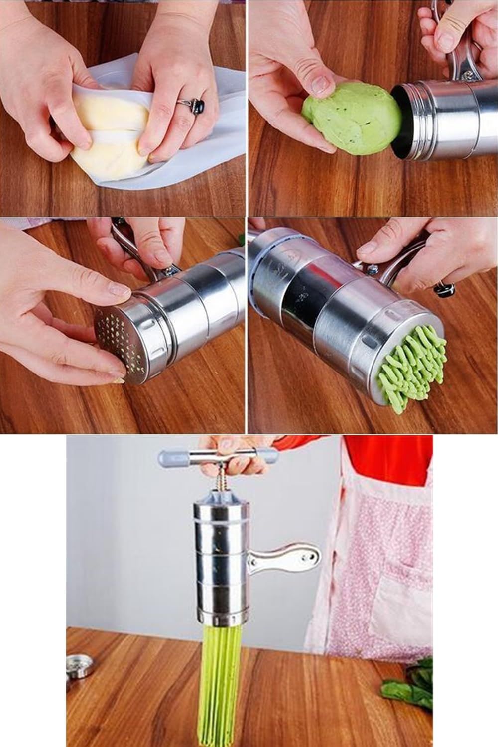 Manual Noodle Pasta Maker Spaghetti Kitchen Tool Stainless Steel Press Machine view 9