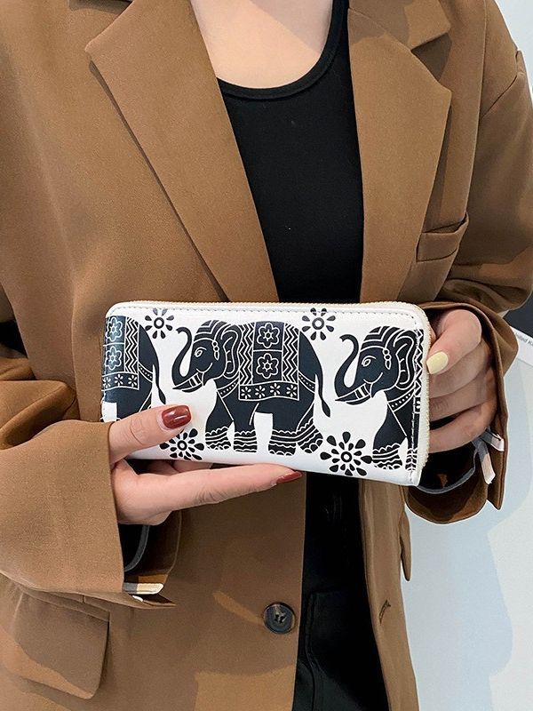 Women Wallet Clutch Long Purse Cartoon Printed Wallet ( Elephant) Purse Wallet view 3