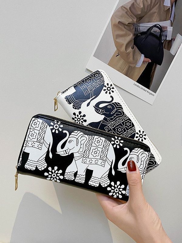 Women Wallet Clutch Long Purse Cartoon Printed Wallet ( Elephant) Purse Wallet view 4