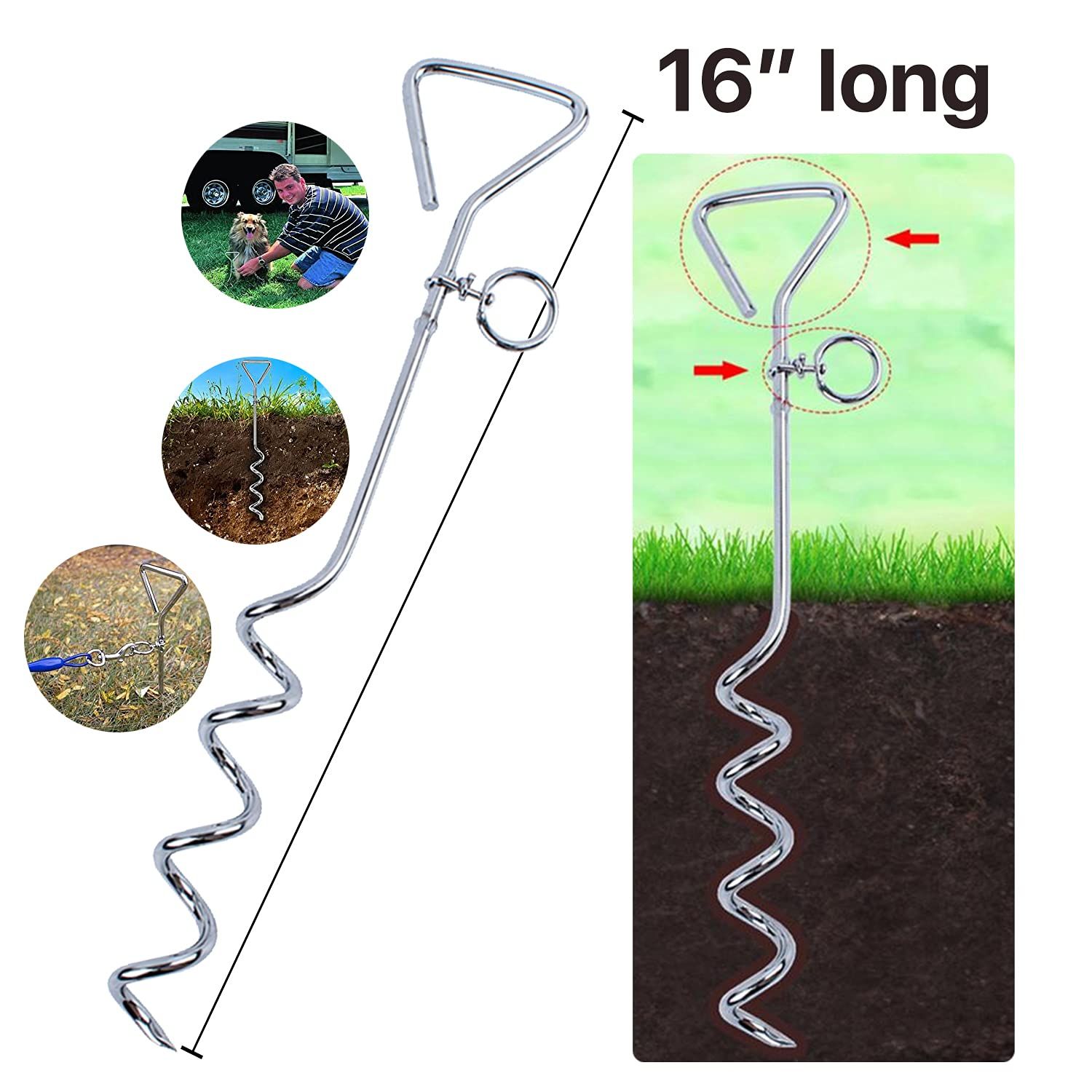 Dog Tie-Out Stak-Heavy Duty Dog Stakes for Outside view 5